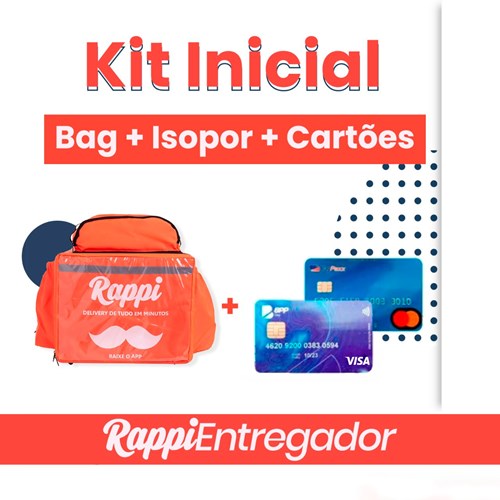 Kit Inicial Entregador Rappi: Bag Mochila Térmica RAPPI +  Caixa de Isopor + Cartões